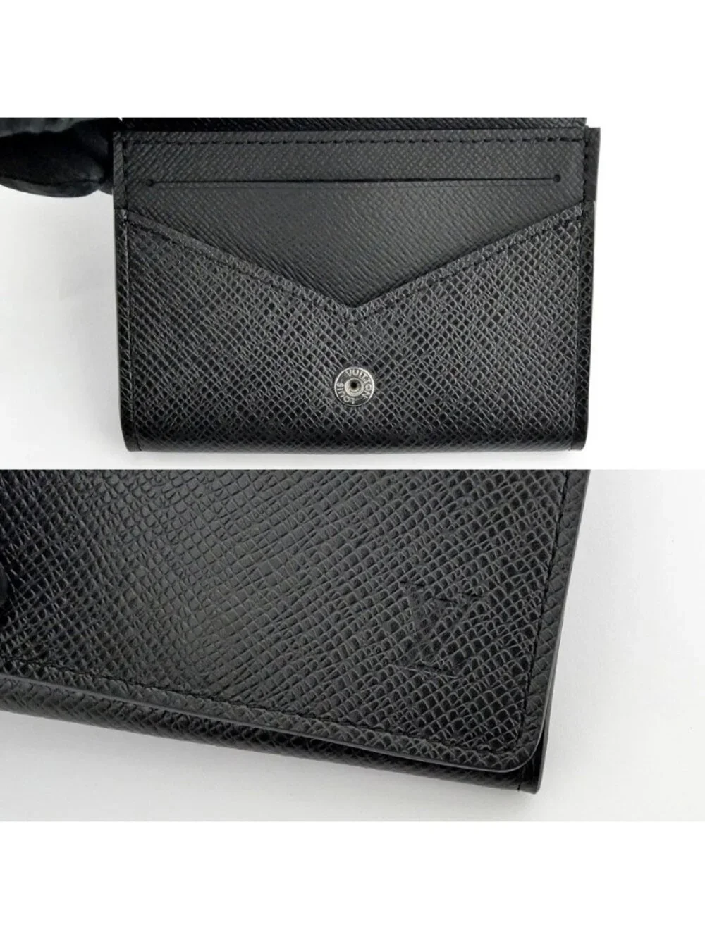 Louis Vuitton Card Case Envelope Business Holder NM Taiga Black